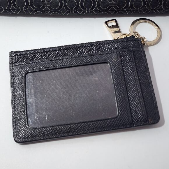 Coach Large Wristlet And Leather Mini ID Case Black Signature Logo - Picture 5 of 6